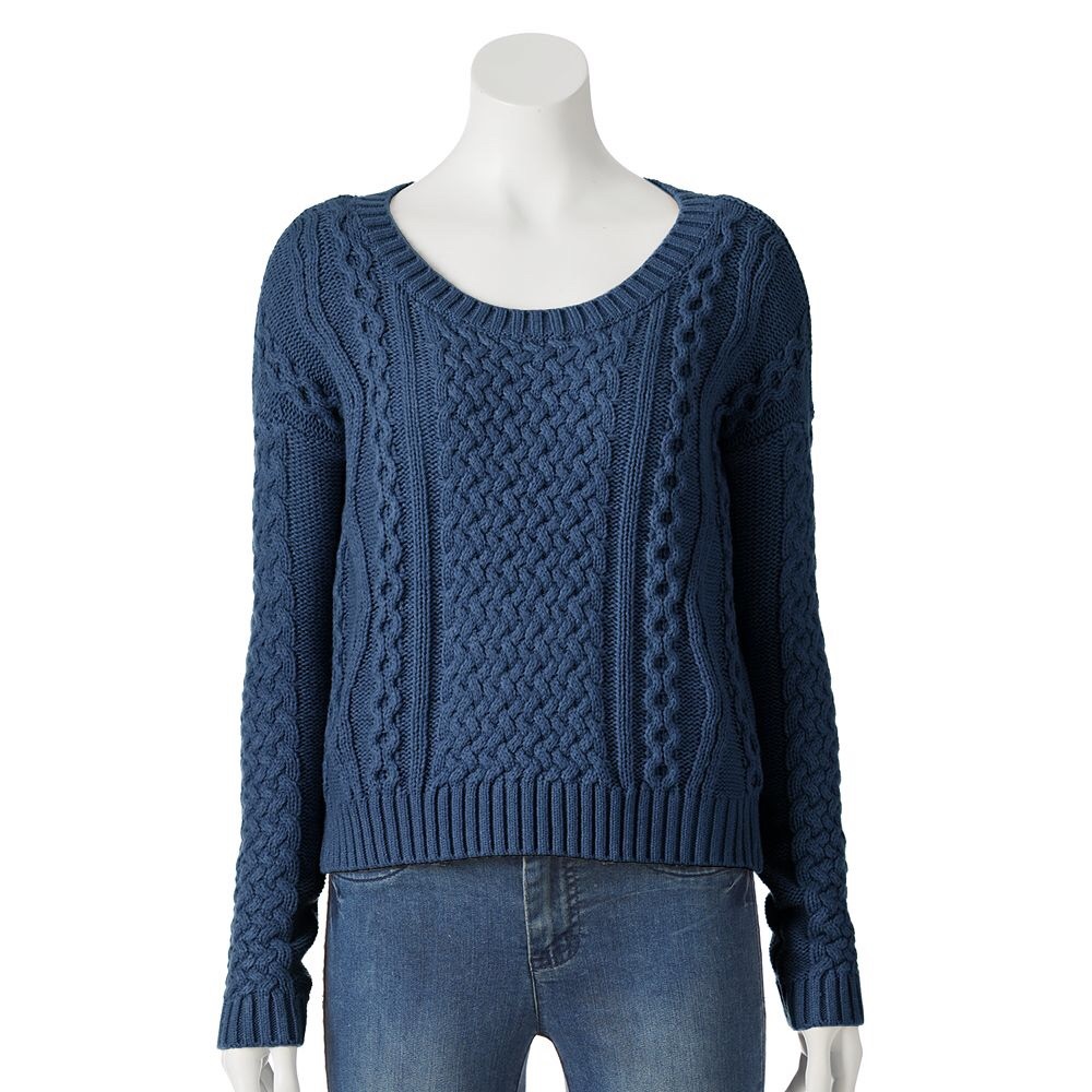 LC Lauren Conrad Cropped Cable Knit Sweater Size L